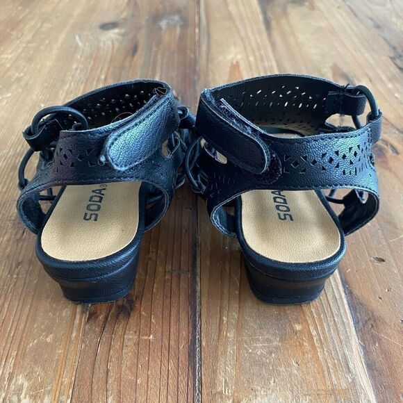 Girls High Top Sandal Black Greek Grecian Style Toddler Size 5 - Picture 5 of 15